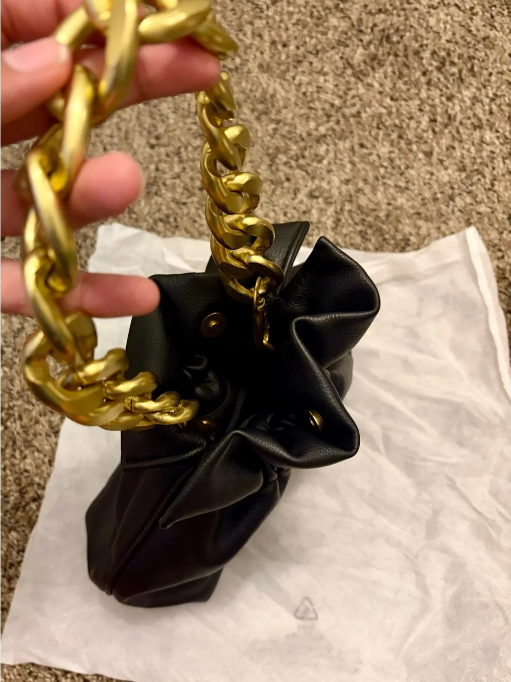 Urban Outfitters Black convertible Crossbody Pouch with Gold Chain Accent